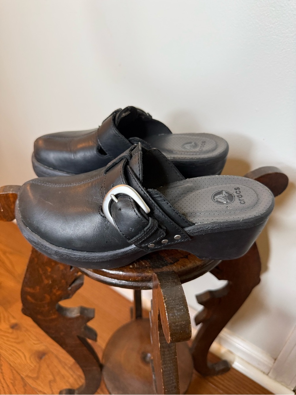 CROCS Black Slip-On Clog with Silver Buckle